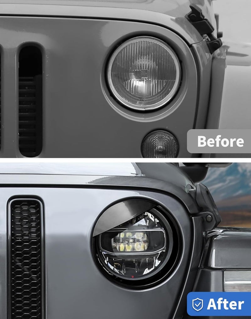 DSWSQ Birds Eyes Front Headlight Trim Cover Frame for 2018-2024 Jeep Wrangler JL/Gladiator JT Front Headlamp Ring Decor (Fit for Sahara/Rubicon/High Altitude/392/Overland/Mojave) - Image 5